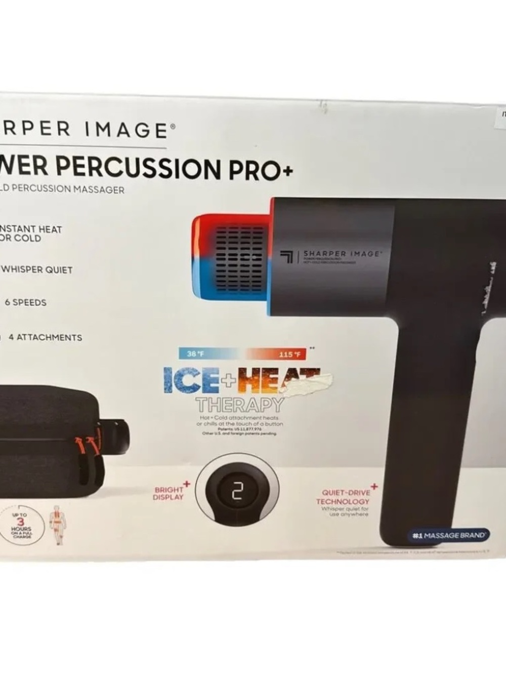 New Sharper Image Powerboost Pro+ Hot and Cold Percussion Massager Black opened